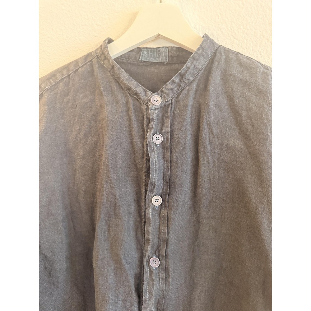 CP Shades Shirt Womens Medium Gray 100% Linen Button Front Tunic Top Long Sleeve - Picture 4 of 16